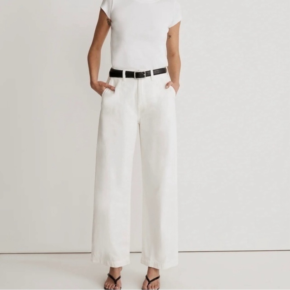 NWT Madewell The Harlow Baggy Straight Wide Leg Jean White
